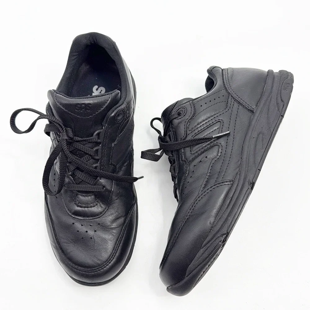 SAS Tour II Lace Up Sneaker Black Leather Comfort Wide Width Sneakers Size 9 WW